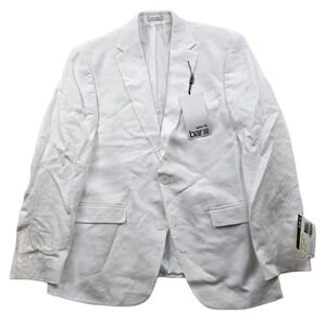 Bar III Linen Suit Jacket Mens 38S 38 White Slim Fit Summer Sport Coat $360 NEW